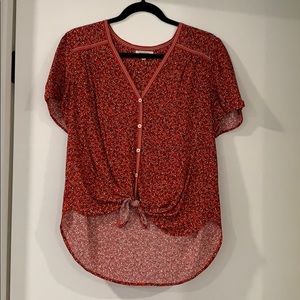 Red floral top